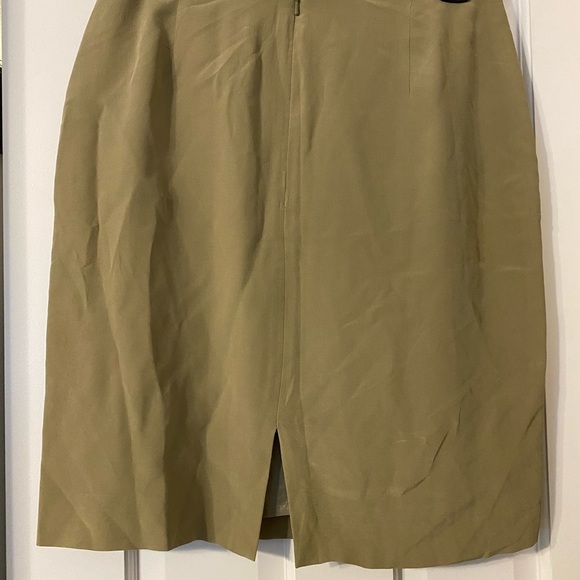 Vintage ‘60s 100% Silk Green Tan Pencil Midi Skirt Size 10 EUC Italian Style - Picture 2 of 4